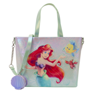 The Little Mermaid Ariel, Flounder, & Sebastian Tote Crossbody Bag with Coin Bag